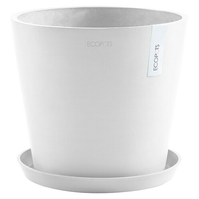 Ecopots Amsterdam Pflanzkübel rund (Außenmaß (Ø x H): 30 x 25,9 cm, Kunststoff, Weiß, Mit Bewässerungssystem) | BAUHAUS