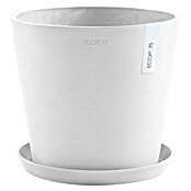 Ecopots Amsterdam Pflanzkübel rund (Außenmaß (Ø x H): 30 x 25,9 cm, Kunststoff, Weiß, Mit Bewässerungssystem) | BAUHAUS