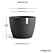 Ecopots Pflanztopf Stockholm (Außenmaß (Ø x H): 23,2 x 17,6 cm, Kunststoff, Dunkelgrau) | BAUHAUS