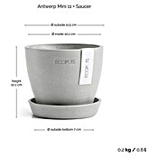 Ecopots Pflanztopf Antwerpen Mini (Außenmaß (Ø x H): 11,5 x 10,1 cm, Kunststoff, Weiß Grau) | BAUHAUS