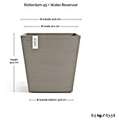 Ecopots Rotterdam Pflanzkasten mit Wasserspeicher (Außenmaß (L x B x H): 45,4 x 45,4 x 44 cm, Kunststoff, Braungrau) | BAUHAUS