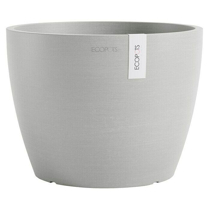 Ecopots Pflanztopf Stockholm (Außenmaß (Ø x H): 23,2 x 17,6 cm, Kunststoff, Weiß Grau)