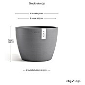 Ecopots Pflanztopf Stockholm (Außenmaß (Ø x H): 31 x 23,3 cm, Kunststoff, Grau) | BAUHAUS