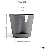 Ecopots Pflanztopf Venice 2 (Außenmaß (Ø x H): 30 x 26,3 cm, Kunststoff, Grau) | BAUHAUS