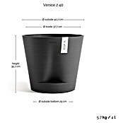 Ecopots Pflanztopf Venice 2 (Außenmaß (Ø x H): 40 x 35 cm, Kunststoff, Dunkelgrau) | BAUHAUS