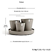 Ecopots Pflanztopf Dubai (Außenmaß (Ø x H): 56,6 x 30 cm, Kunststoff, Braungrau, 3 Stk.) | BAUHAUS