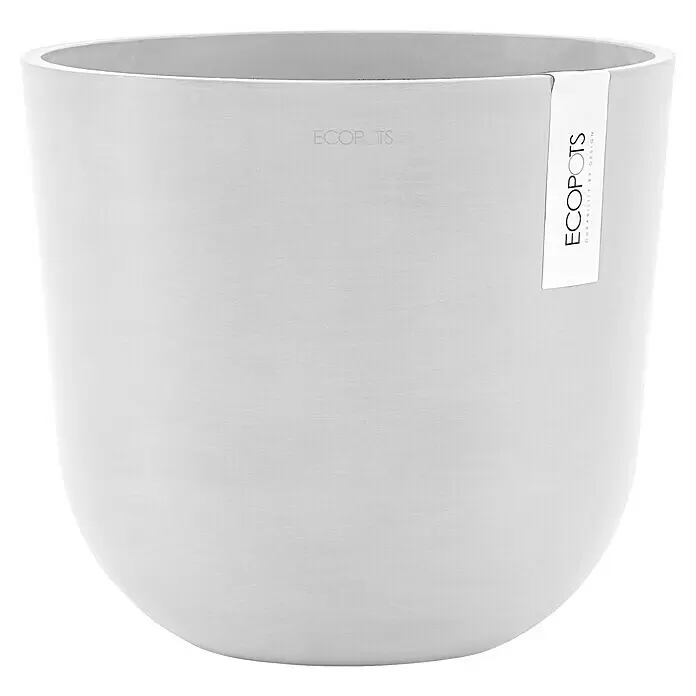 Ecopots Oslo Pflanztopf mit Wasserspeicher - Außenmaß (Ø x H): 25 x 21,4 cm, Kunststoff, Weiß - Hellgrauer, abgerundeter ECOPOTS Pflanzentopf mit strukturierter Oberfläche.