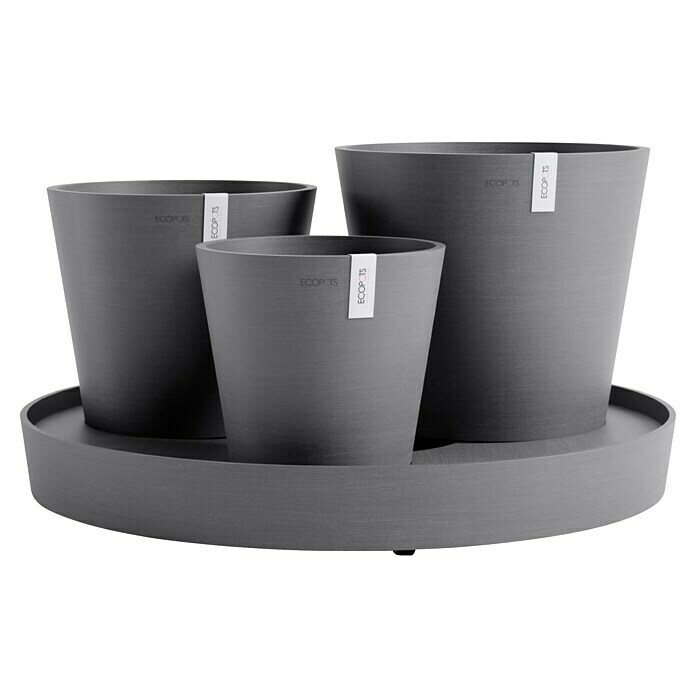 Ecopots Pflanztopf Dubai (Außenmaß (Ø x H): 56,6 x 30 cm, Kunststoff, Grau) | BAUHAUS