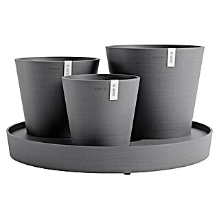 Ecopots Pflanztopf Dubai (Außenmaß (Ø x H): 56,6 x 30 cm, Kunststoff, Grau)