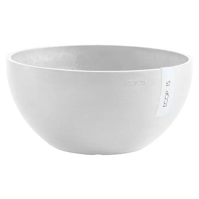 Ecopots Brussels Pflanzschale rund - Außenmaß (Ø x H): 35 x 16,7 cm, Kunststoff, Weiß - Weißer, strukturierter, schalenförmiger ECOPOTS Pflanztopf.