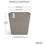 Ecopots Rotterdam Pflanzkasten mit Wasserspeicher (Außenmaß (L x B x H): 35,2 x 35,2 x 34 cm, Kunststoff, Braungrau) | BAUHAUS