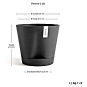 Ecopots Pflanztopf Venice 2 (Außenmaß (Ø x H): 30 x 26,3 cm, Kunststoff, Dunkelgrau) | BAUHAUS