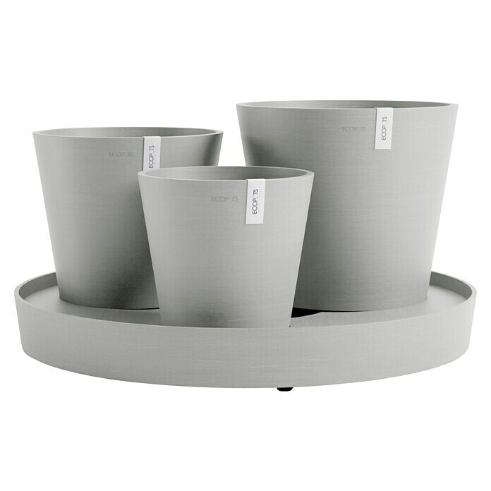 Ecopots Pflanztopf Dubai (Außenmaß (Ø x H): 56,6 x 30 cm, Kunststoff, Weiß Grau, 3 Stk.) | BAUHAUS