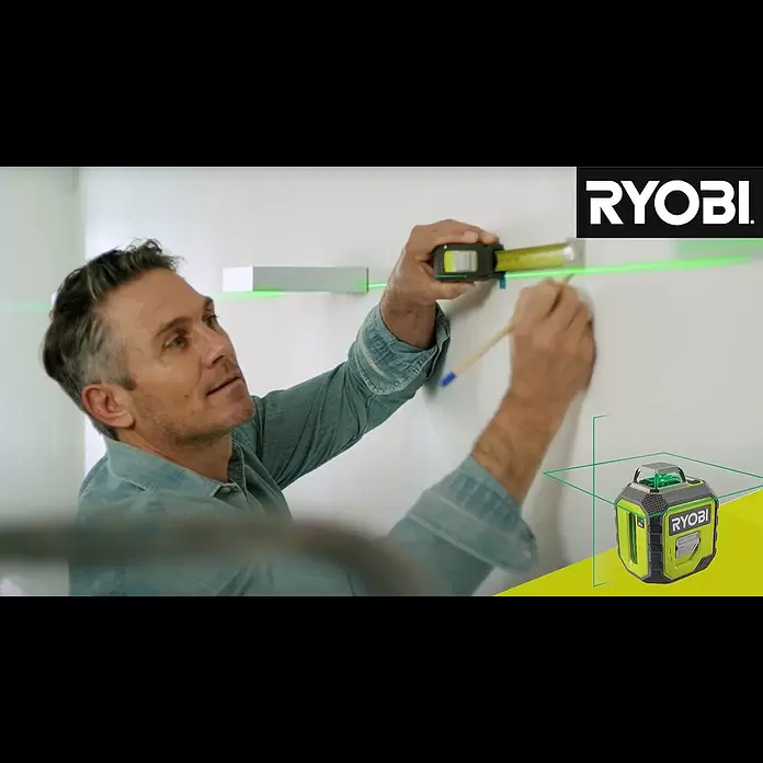 Ryobi Teleskopstange RBCLTP1 - 3 -tlg., Arbeitshöhe: 124 cm - 320 cm - RYOBI 360 Kreuzlinienlaser RB3860 GLL | Messgerte | Grner Laser #ryobi #diy