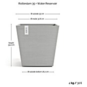 Ecopots Rotterdam Pflanzkasten mit Wasserspeicher (Außenmaß (L x B x H): 35,2 x 35,2 x 34 cm, Kunststoff, Weißgrau) | BAUHAUS