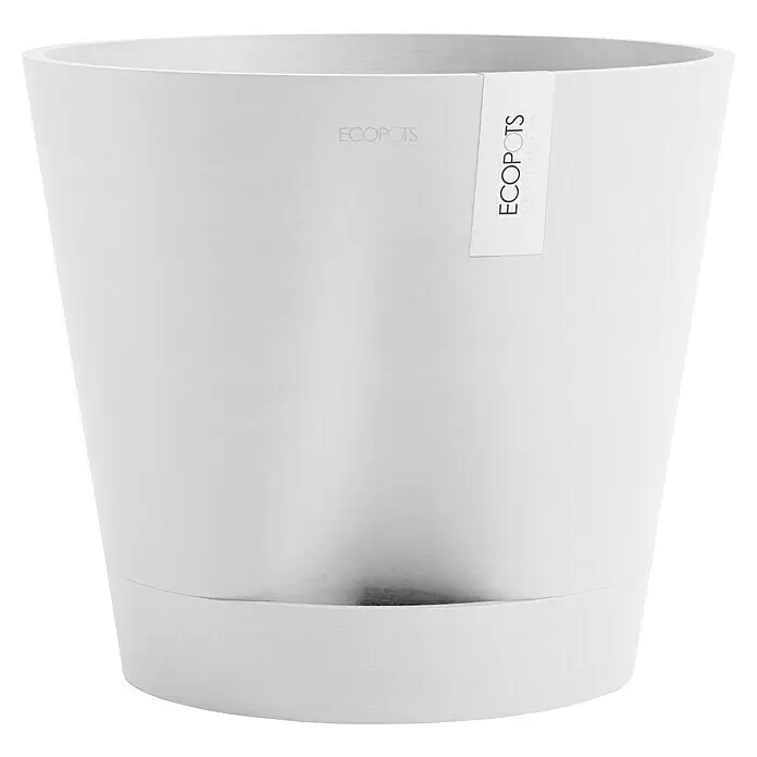 Ecopots Pflanztopf Venice 2 - Außenmaß (Ø x H): 40,2 x 35,7 cm, Kunststoff, Weiß - Weißer, strukturierter Pflanzentopf mit integriertem Untersetzer.