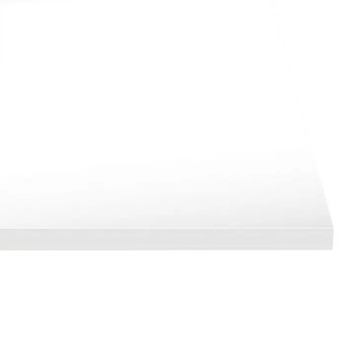 Encimera de cocina al corte Slim Snow White - Snow White, Espesor: 12 mm, Ancho: 65 cm - Un primer plano de una mesa blanca, que muestra una estética limpia y minimalista para interiores modernos.