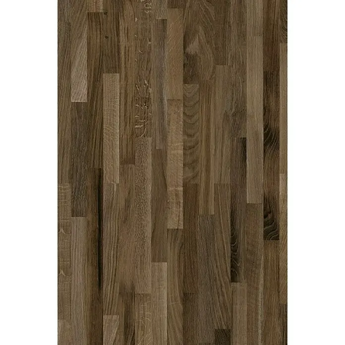 Encimera de cocina al corte Dark Porthouse Oak Finger - Dark Porthouse Oak Finger, Espesor: 38 mm, Ancho: 63,5 cm - Primer plano de una encimera de roble teñido oscuro, que muestra las vetas y las variaciones naturales de color.