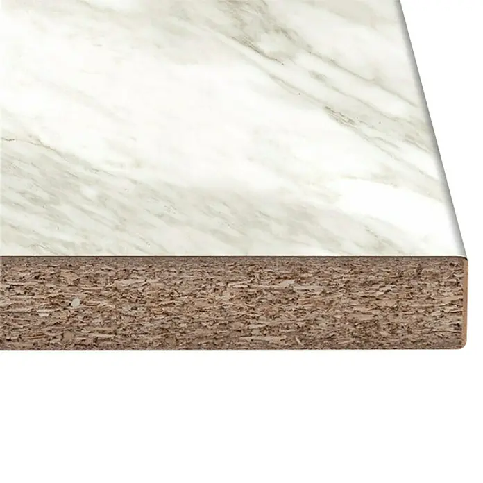 Encimera de cocina al corte Venato - Venato, Espesor: 38 mm, Ancho: 63,5 cm - Primer plano de una superficie de encimera con aspecto de mármol laminada sobre una base robusta de aglomerado. Ideal para cocinas y baños.