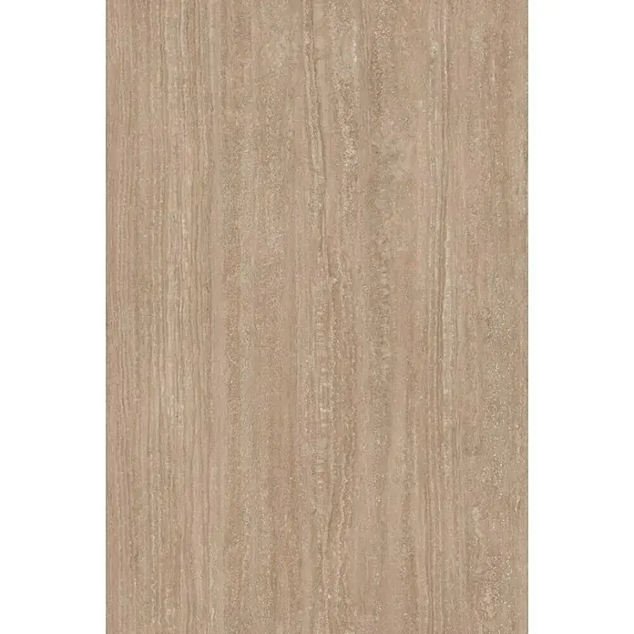 Encimera de cocina al corte Light Tivoli Travertino - Light Tivoli Travertino, Espesor: 38 mm, Ancho: 63,5 cm - Primer plano de una baldosa de travertino en tonos marrones suaves, mostrando un grano lineal distintivo para un diseño natural y elegante.