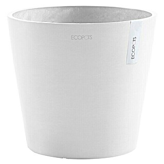Ecopots Amsterdam Pflanzkübel rund (Außenmaß (Ø x H): 30 x 25,9 cm, Kunststoff, Weiß, Mit Bewässerungssystem)
