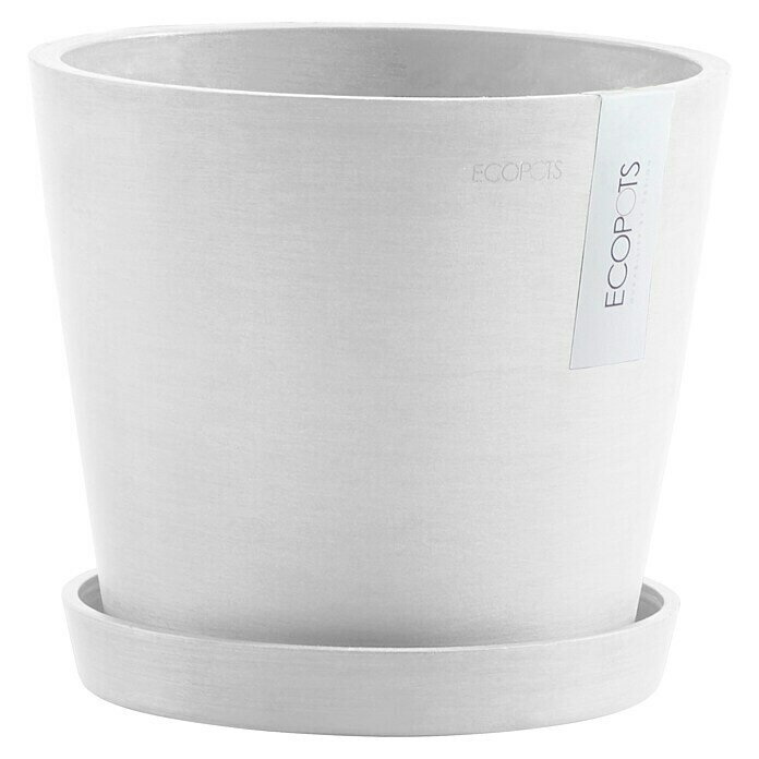 Ecopots Amsterdam Pflanzkübel rund (Außenmaß (Ø x H): 20 x 17,2 cm, Kunststoff, Weiß, Mit Bewässerungssystem) | BAUHAUS