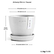 Ecopots Pflanztopf Antwerpen Mini (Außenmaß (Ø x H): 11,5 x 10,1 cm, Kunststoff, Weiß) | BAUHAUS