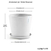 Ecopots Amsterdam Pflanzkübel rund (Außenmaß (Ø x H): 30 x 25,9 cm, Kunststoff, Weiß, Mit Bewässerungssystem) | BAUHAUS