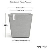 Ecopots Rotterdam Pflanzkasten mit Wasserspeicher (Außenmaß (L x B x H): 45,4 x 45,4 x 44 cm, Kunststoff, Weißgrau) | BAUHAUS