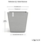 Ecopots Rotterdam Pflanzkasten mit Wasserspeicher (Außenmaß (L x B x H): 25,2 x 25,2 x 24,5 cm, Kunststoff, Weißgrau) | BAUHAUS