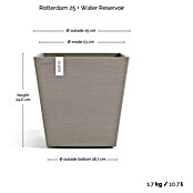 Ecopots Rotterdam Pflanzkasten mit Wasserspeicher (Außenmaß (L x B x H): 25,2 x 25,2 x 24,5 cm, Kunststoff, Braungrau) | BAUHAUS