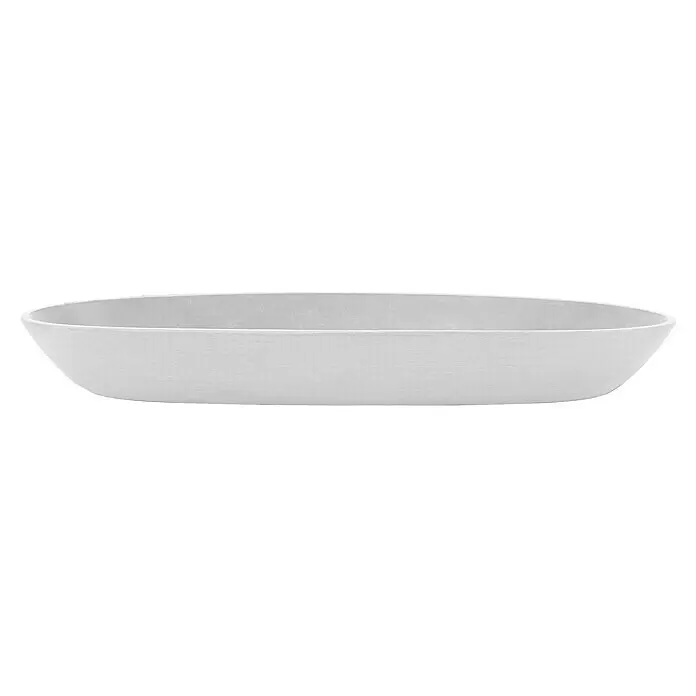 Ecopots Sofia Blumentopf-Untersetzer Oval - Außenmaß (L x B x H): 24,9 x 7,9 x 3 cm, Kunststoff, Weiß - Weißer, ovaler strukturierter Pflanzkübel oder Deko-Becken.