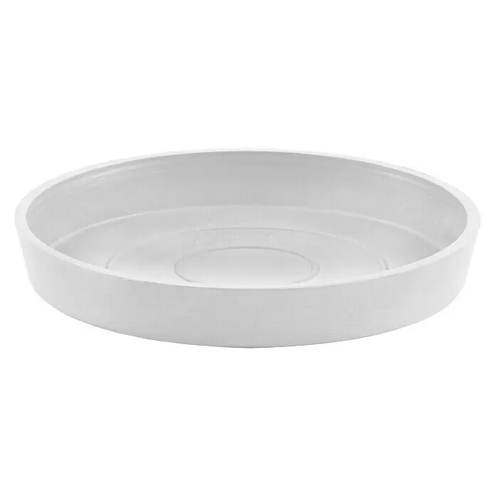 Ecopots Amsterdam Blumentopf-Untersetzer - Außenmaß (Ø x H): 15 x 2,5 cm, Kunststoff, Weiß - Runde weiße Pflanztopf-Untersetzer.