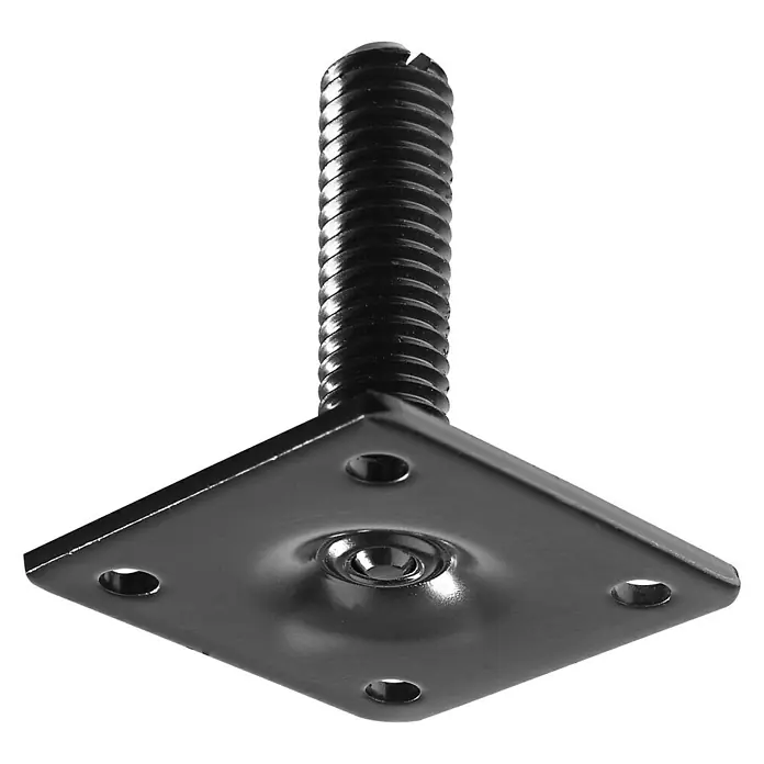 Hettich Montageplatte - L x B x H: 90 x 90 x 40 mm, M 10 - Schwarzer Möbelbein-Montageplatte mit Gewindezapfen zur einfachen Befestigung und Stabilisierung von Möbeln.