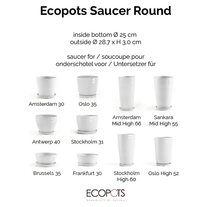 Ecopots Amsterdam Blumentopf-Untersetzer (Außenmaß (Ø x H): 29 x 3 cm, Kunststoff, Weiß) | BAUHAUS