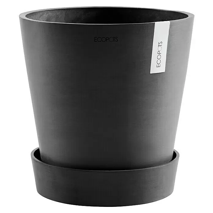 Ecopots Amsterdam Blumentopf-Untersetzer mit Rollen - Außenmaß (Ø x H): 51 x 10,1 cm, Kunststoff, Dunkelgrau - Dunkelgrauer texturierter ECOPOTS Pflanztopf mit passendem Untersetzer.