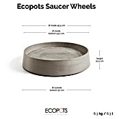 Ecopots Oslo Blumentopf-Untersetzer mit Rollen (Außenmaß (Ø x H): 50 x 10,5 cm, Kunststoff, Braungrau) | BAUHAUS