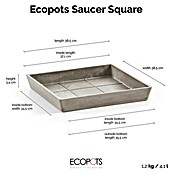 Ecopots Rotterdam Kasten-Untersetzer (38,5 x 38,5 x 3,4 cm, Kunststoff, Braungrau) | BAUHAUS