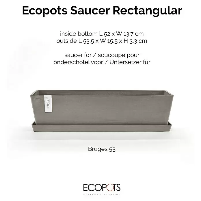 Ecopots Bruges Blumentopf-UntersetzerAußenmaß (L x B x H): 57,5 x 15,5 x 3,3 cm, Kunststoff, Braungrau