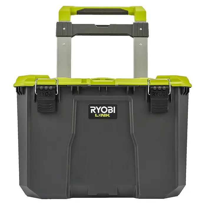 Ryobi Link Werkzeugkoffer RSL201 Trolley - L x B x H: 57 x 49,5 x 39 cm, Kunststoff, 2 Räder - Ryobi LINK Rollwerkzeugkoffer, grau/grün mit Teleskopgriff und robusten Verschlüssen für den sicheren Transport von Werkzeugen.