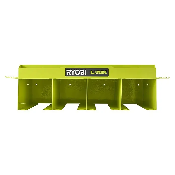 Ryobi Link Wandhalterung RSLW401 - L x B x H: 28 x 14,5 x 53,5 cm - Ryobi LINK Akku-Ladegerät-Aufbewahrung mit vier Fächern zur Aufbewahrung von Akkus und Ladegeräten.
