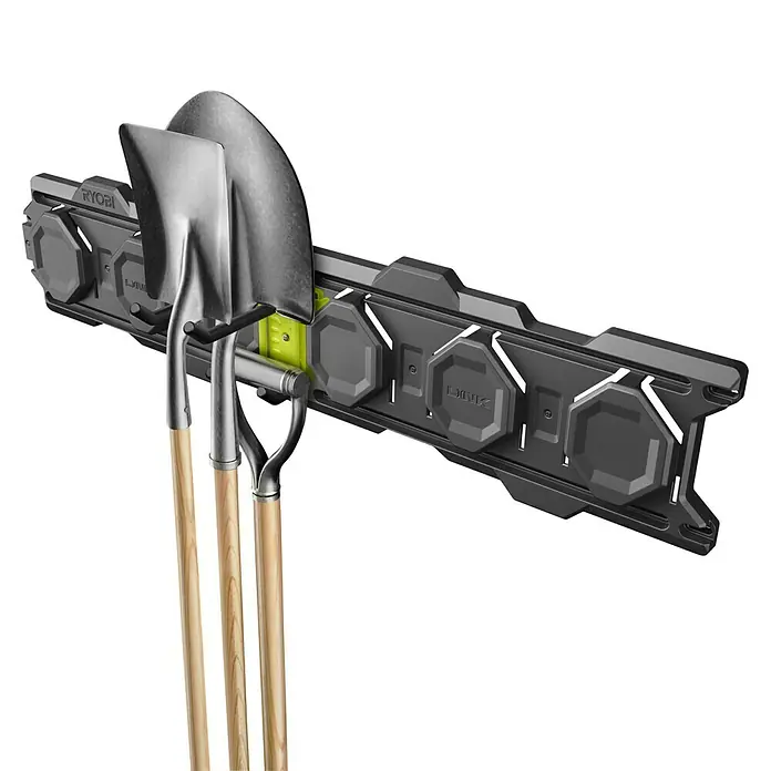 Ryobi Link Wandhalterung RSLW810 2-fach - Geeignet für: Handwerkzeuge, Passend für: Ryobi ONE+ Sortiment - Ryobi Werkzeugwandhalterung mit Gartengeräten. Praktische Aufbewahrungslösung für Werkzeuge mit robustem Design und einfacher Montage.
