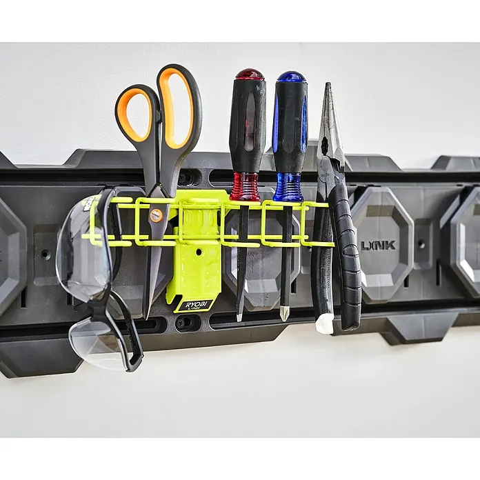 Ryobi Link Werkzeugständer RSLW807 - Geeignet für: Schraubendreher, Passend für: Ryobi ONE+ Sortiment - Das RYOBI LINK™ Werkzeugaufbewahrungssystem mit Schere, Schraubenziehern und Zangen, ideal für die Organisation in Werkstatt und Garage.