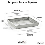 Ecopots Rotterdam Kasten-Untersetzer (38,5 x 38,5 x 3,4 cm, Kunststoff, Weißgrau) | BAUHAUS