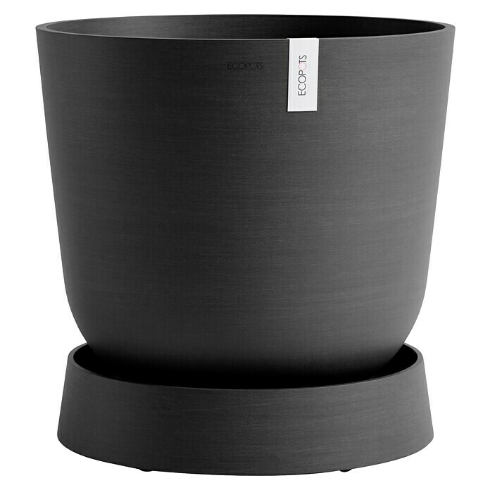 Ecopots Oslo Blumentopf-Untersetzer mit Rollen (Außenmaß (Ø x H): 41 x 9,5 cm, Kunststoff, Dunkelgrau) | BAUHAUS