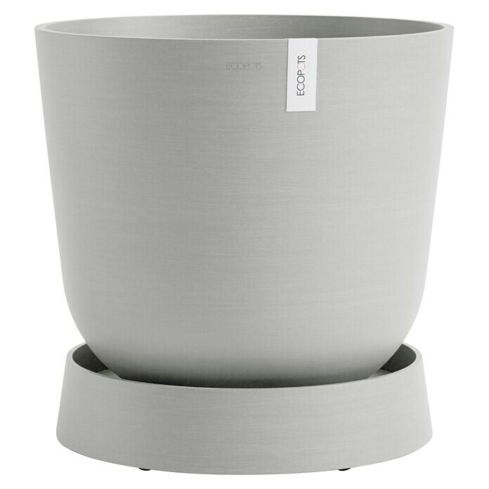 Ecopots Oslo Blumentopf-Untersetzer mit Rollen (Außenmaß (Ø x H): 41 x 9,5 cm, Kunststoff, Weißgrau) | BAUHAUS