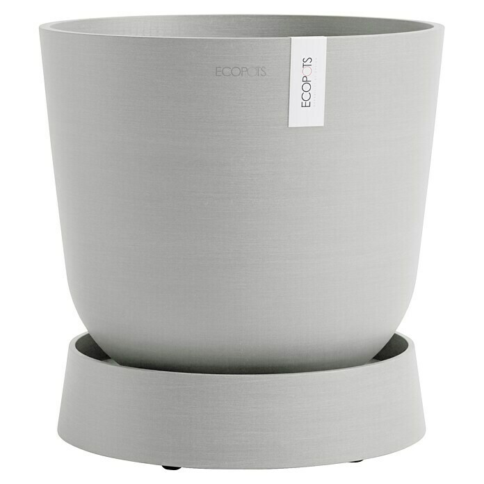 Ecopots Oslo Blumentopf-Untersetzer mit Rollen (Außenmaß (Ø x H): 32,2 x 8,5 cm, Kunststoff, Weißgrau) | BAUHAUS