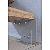 Starwood Wangentreppe Kos (Farbton Metall: RAL 9006, Breite: 106 cm, Buche, Geschosshöhe: 240 cm - 300 cm, Gerade, Metallgeländer pulverbeschichtet, Stufen unbehandelt) | BAUHAUS