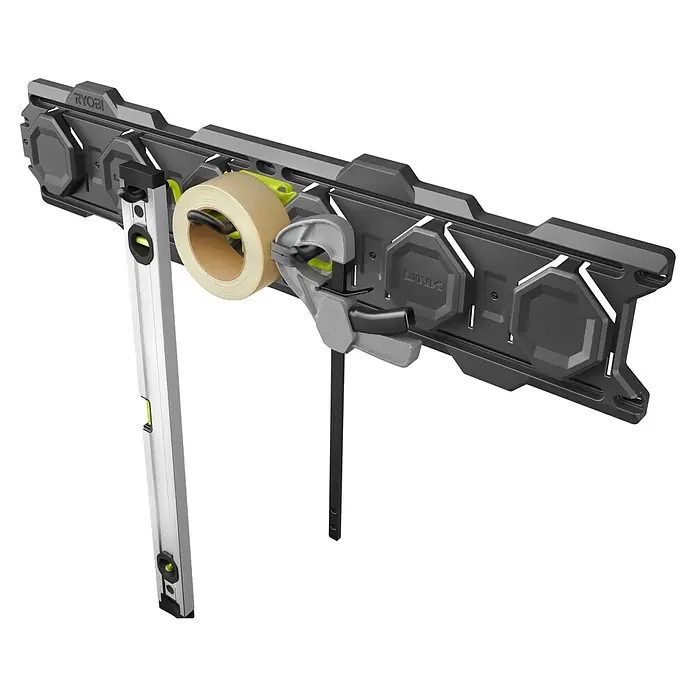Ryobi Link Wandhalterung RSLW806 3-fach - Geeignet für: Handwerkzeuge, Passend für: Ryobi ONE+ Sortiment - Das Ryobi LINK Wandschienensystem bietet flexible Aufbewahrungsmöglichkeiten für Werkzeuge und Zubehör in Werkstätten und Garagen.