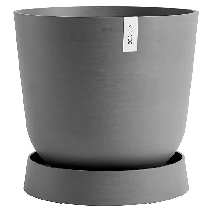 Ecopots Oslo Blumentopf-Untersetzer mit Rollen - Außenmaß (Ø x H): 50 x 10,5 cm, Kunststoff, Grau - Grauer, strukturierter ECOPOTS Blumentopf mit passendem Untersetzer.